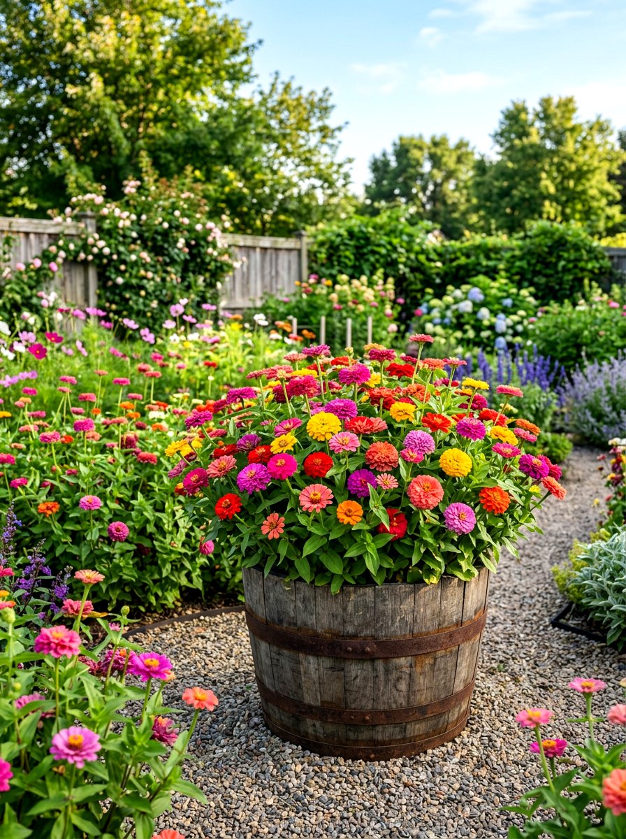 Zinnia Flower Container - 30 summer container garden ideas