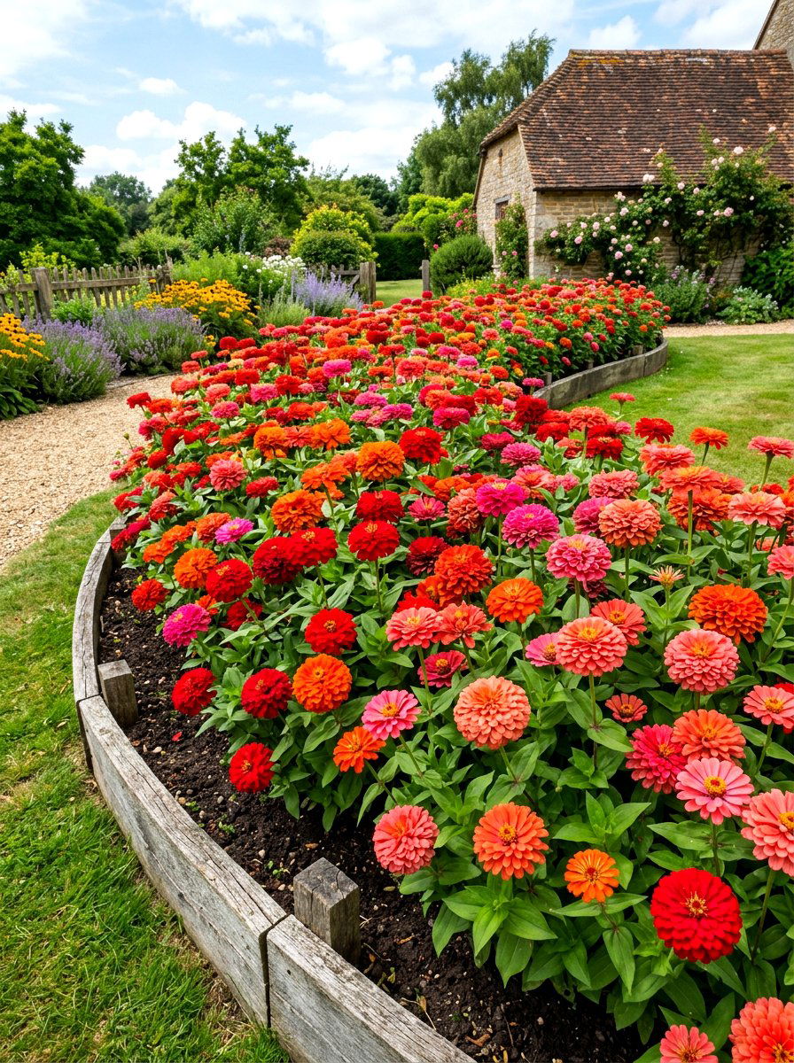 Zinnia Garden Bed - 30 backyard cutting garden ideas