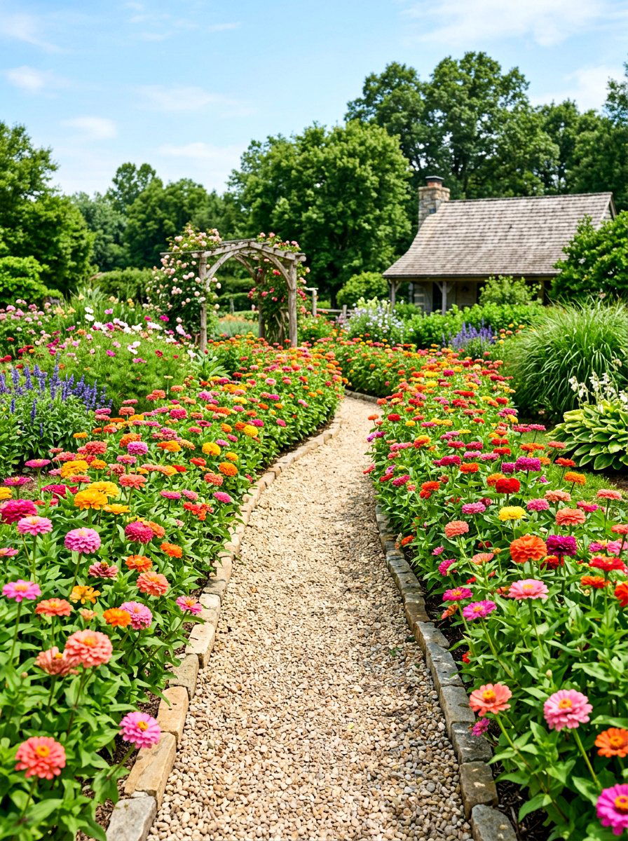 Zinnia Garden Walkway - 30 zinnia garden ideas