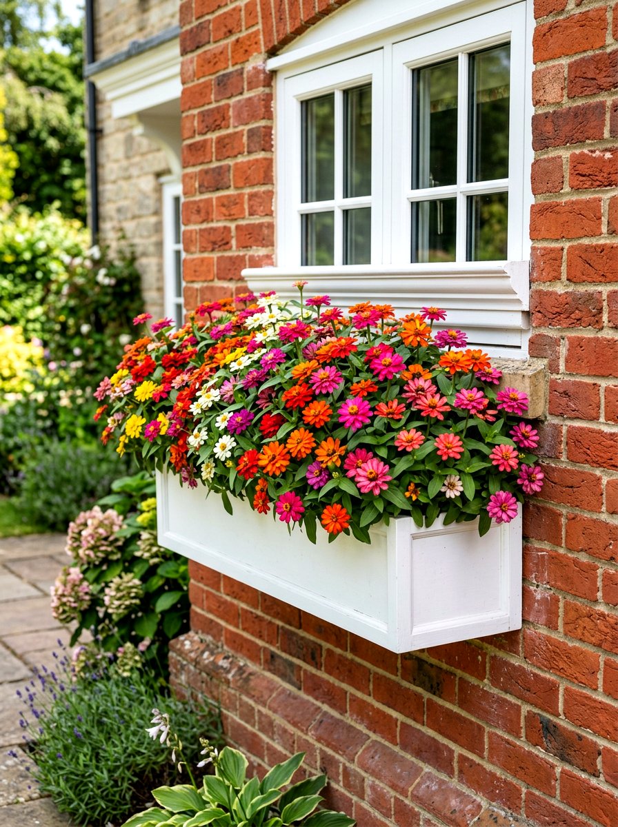 Zinnia Window Box - 30 zinnia garden ideas