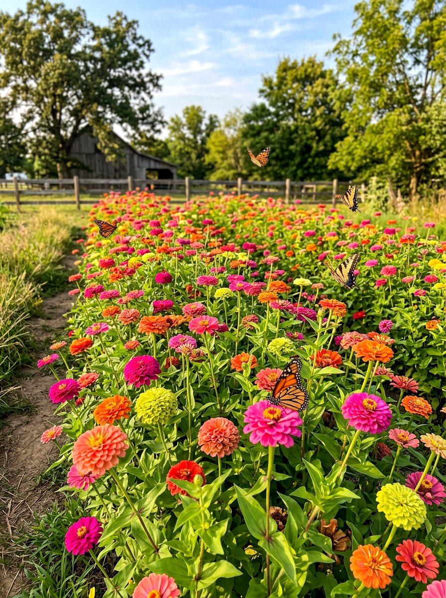 Zinnia cutting patch - 30 cut flower garden ideas