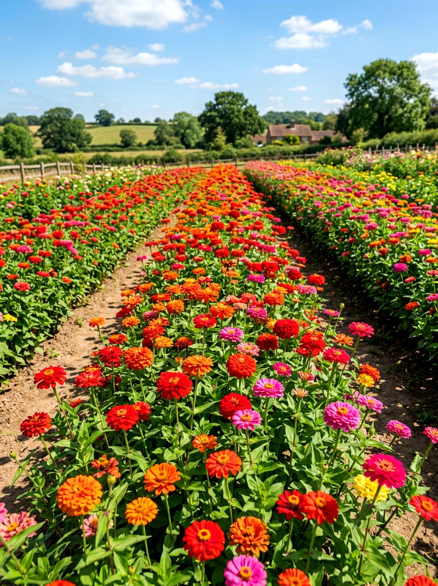 Zinnia cutting patch - 30 cottage cutting garden ideas