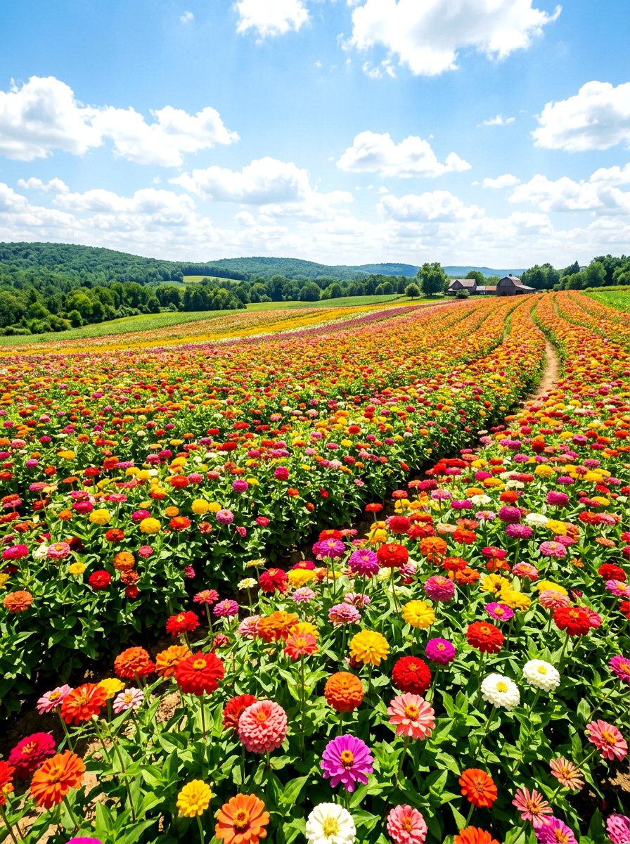 Zinnia field - 30 flower farm backyard ideas