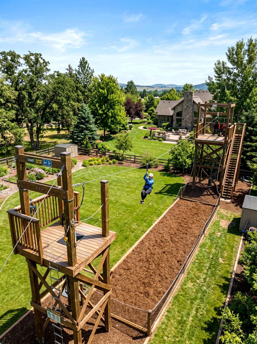 Zip Line Station - 30 backyard obstacle course ideas
