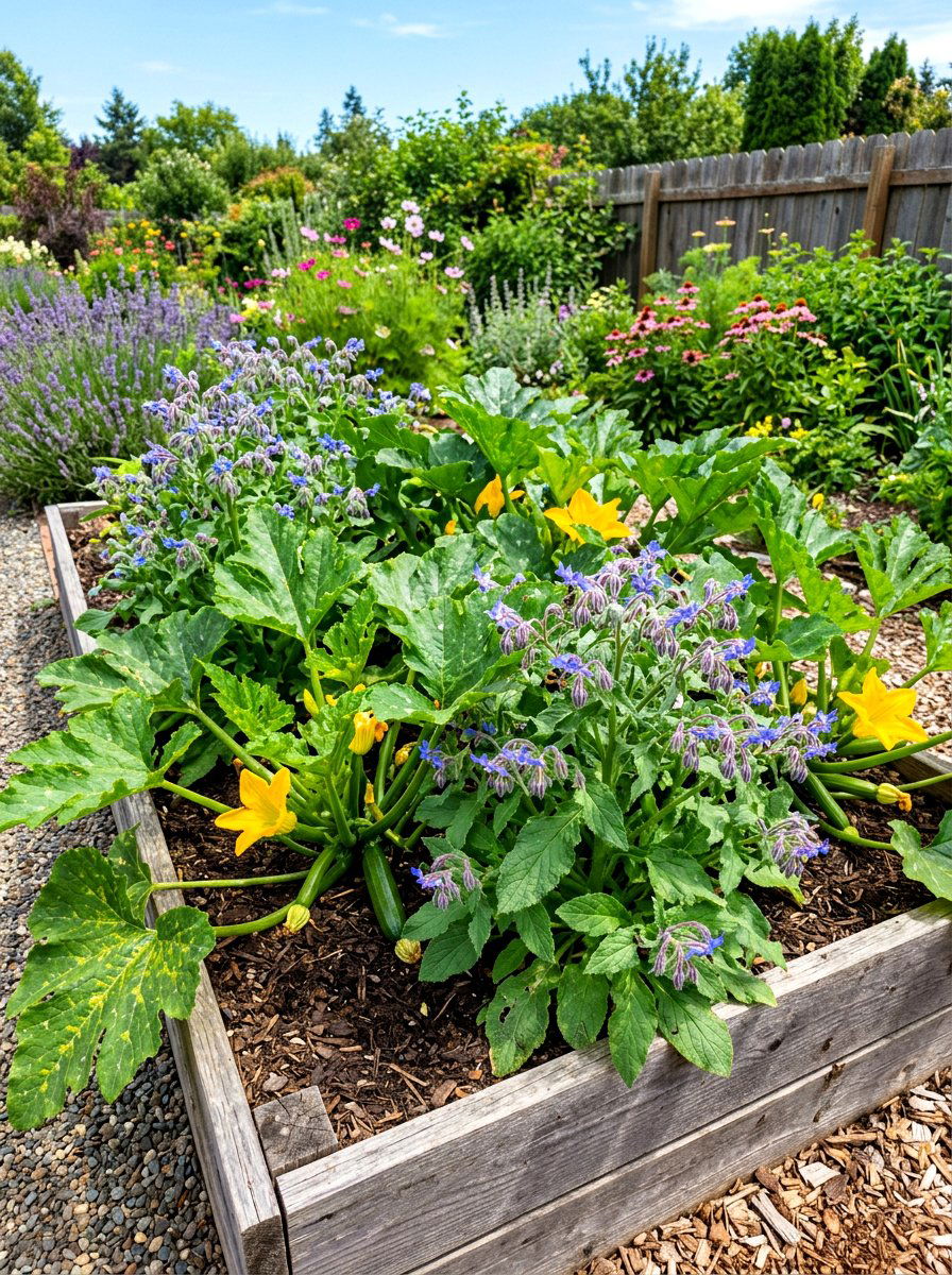 Zucchini And Borage Companion Planting - 30 raised bed companion planting ideas