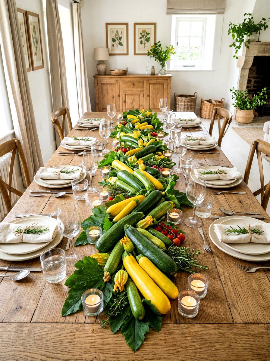 Zucchini Table Runner - 30 vegetable centerpiece ideas