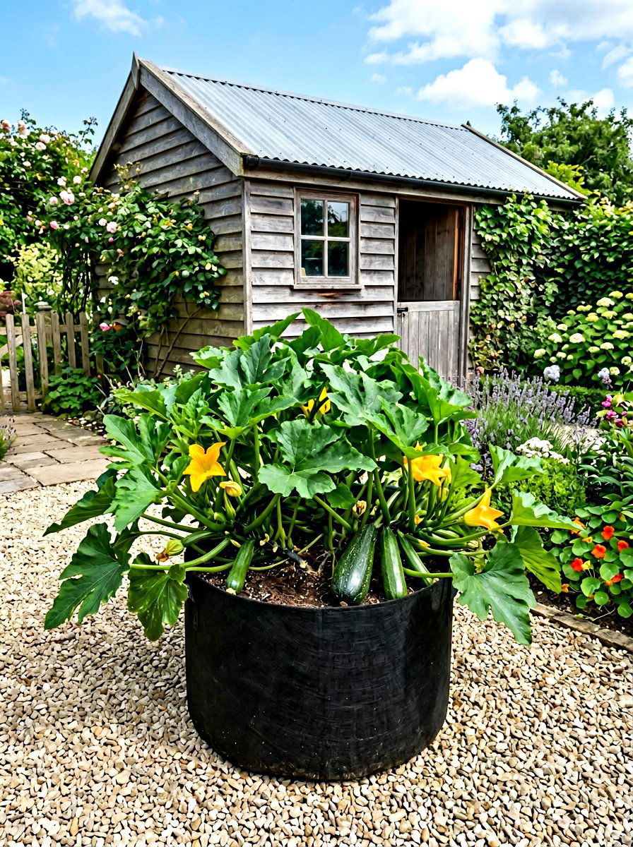 Zucchini Tub - 30 vegetable container garden ideas